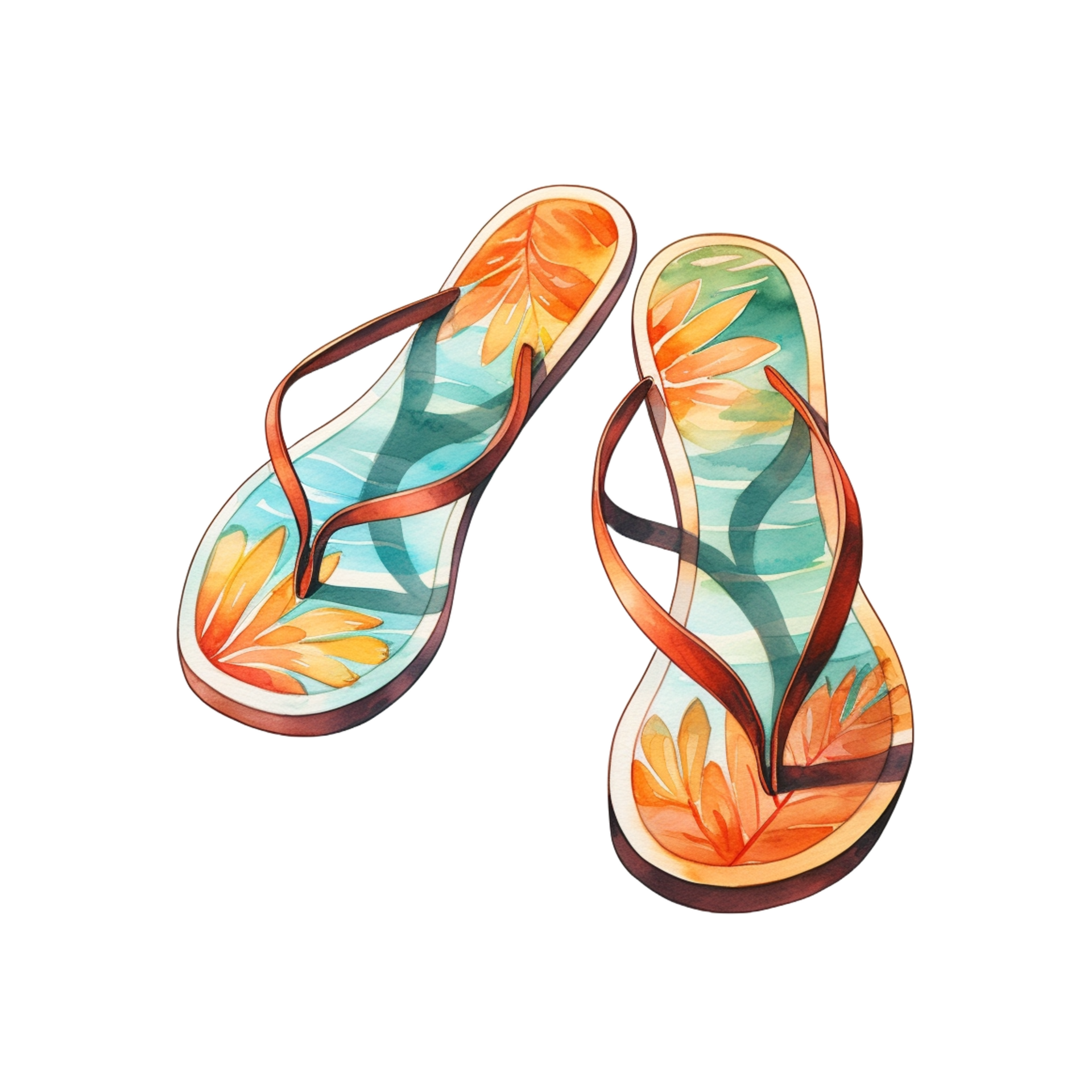 watercolor flip flops with orange and blue 27291753 PNG