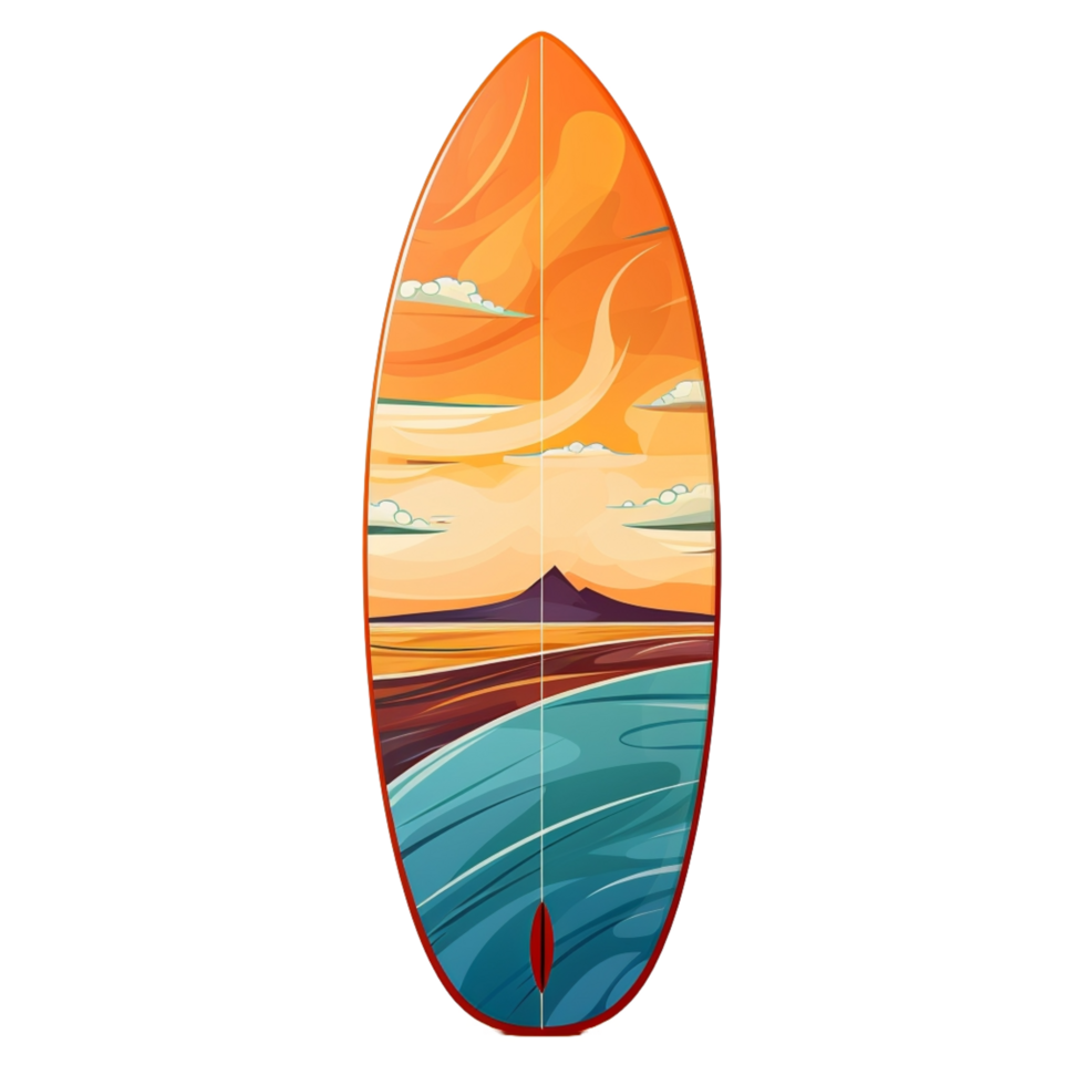 surfboard with waves and ocean waves on it png