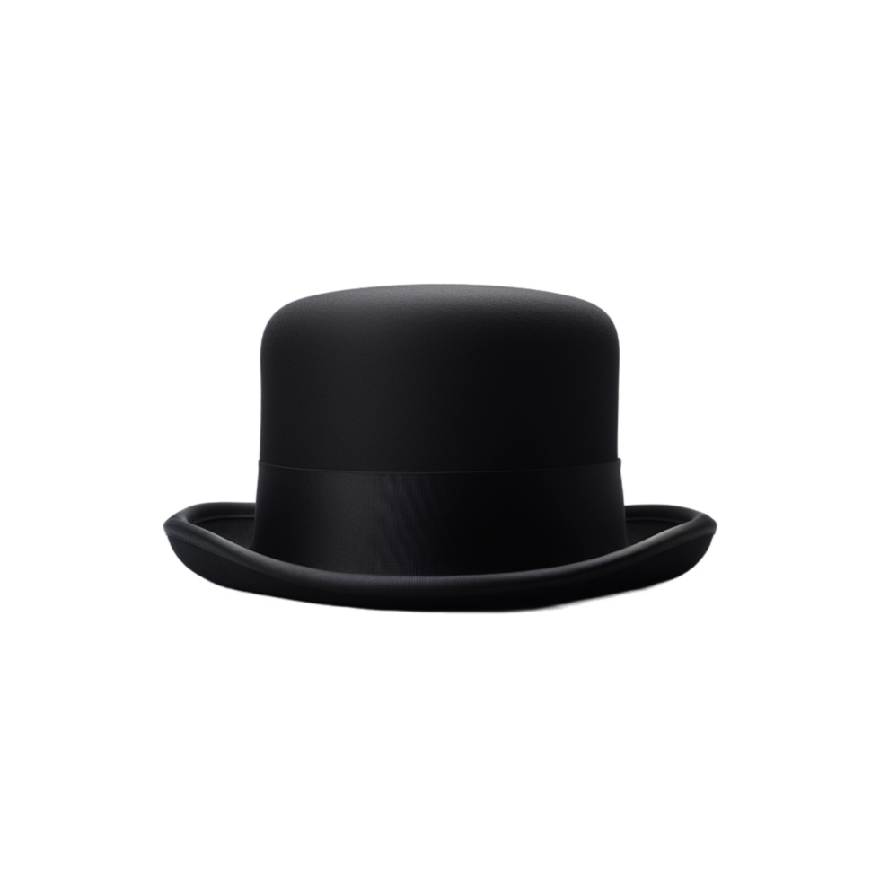 a bowler black top hat on a transparent background png