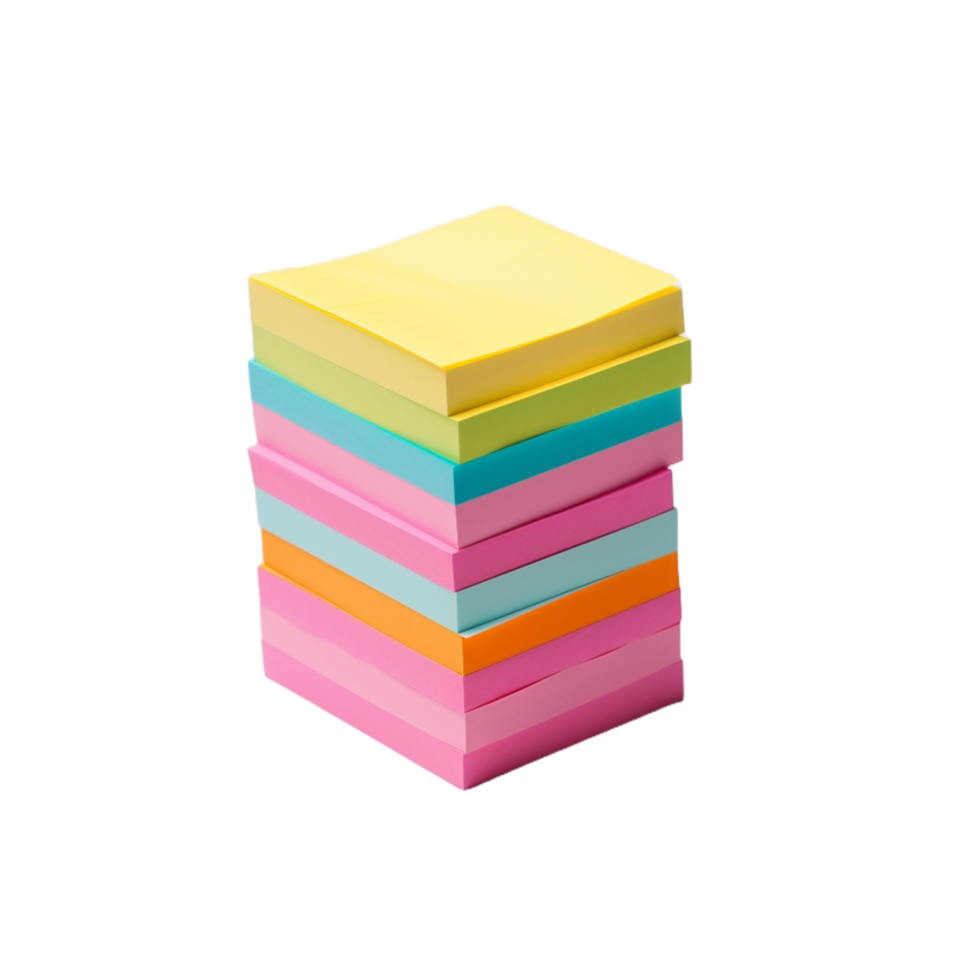 a stack of colorful sticky notes on a transparent background png
