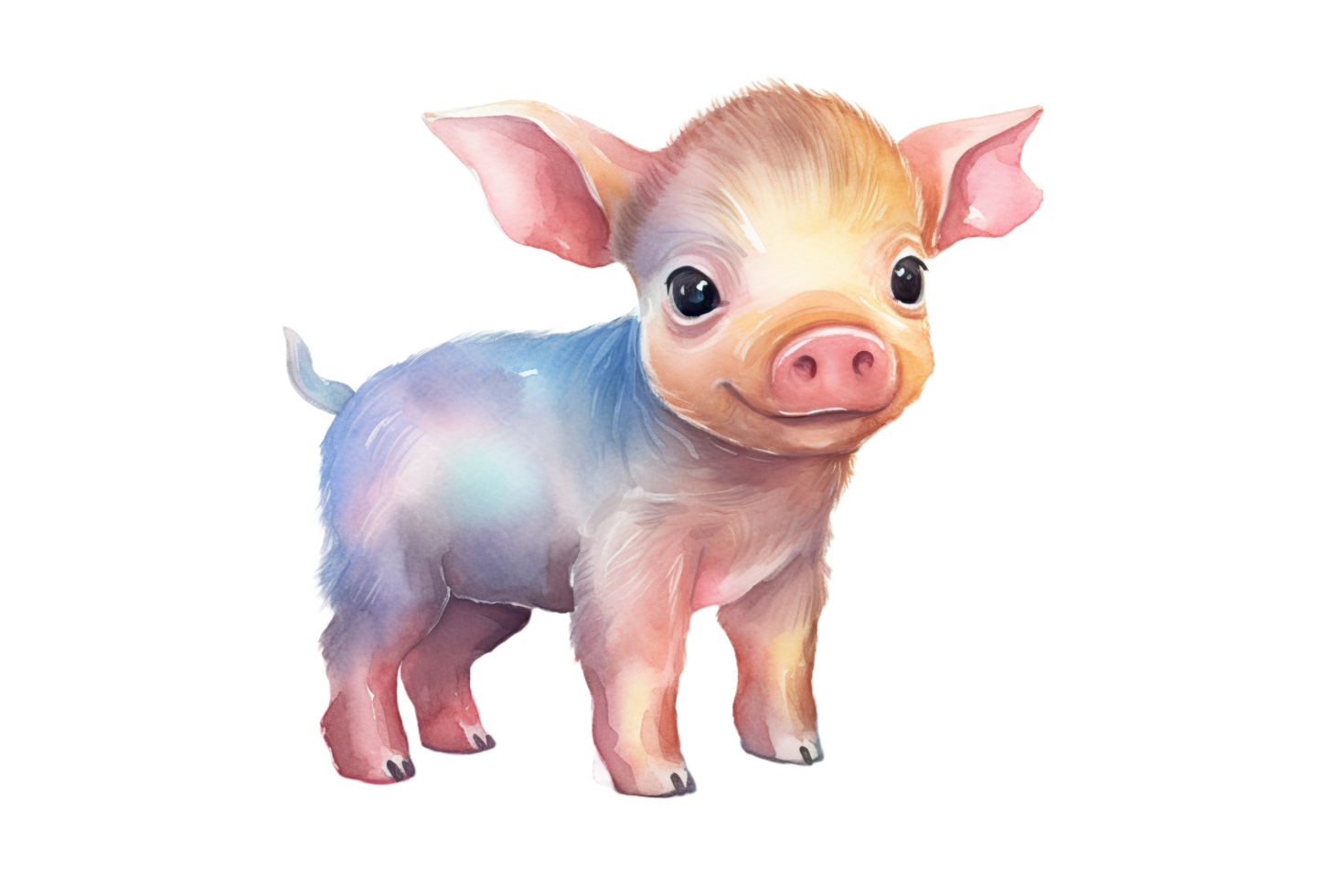 a cute little watercolor pig on a transparent background png
