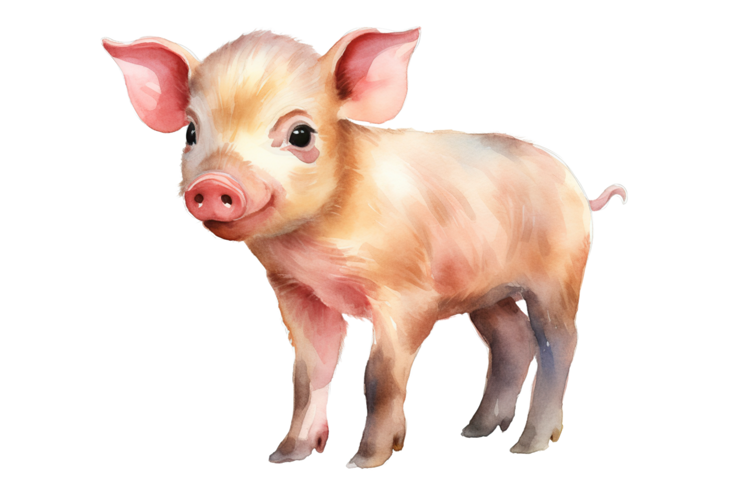 a cute little watercolor pig on a transparent background png