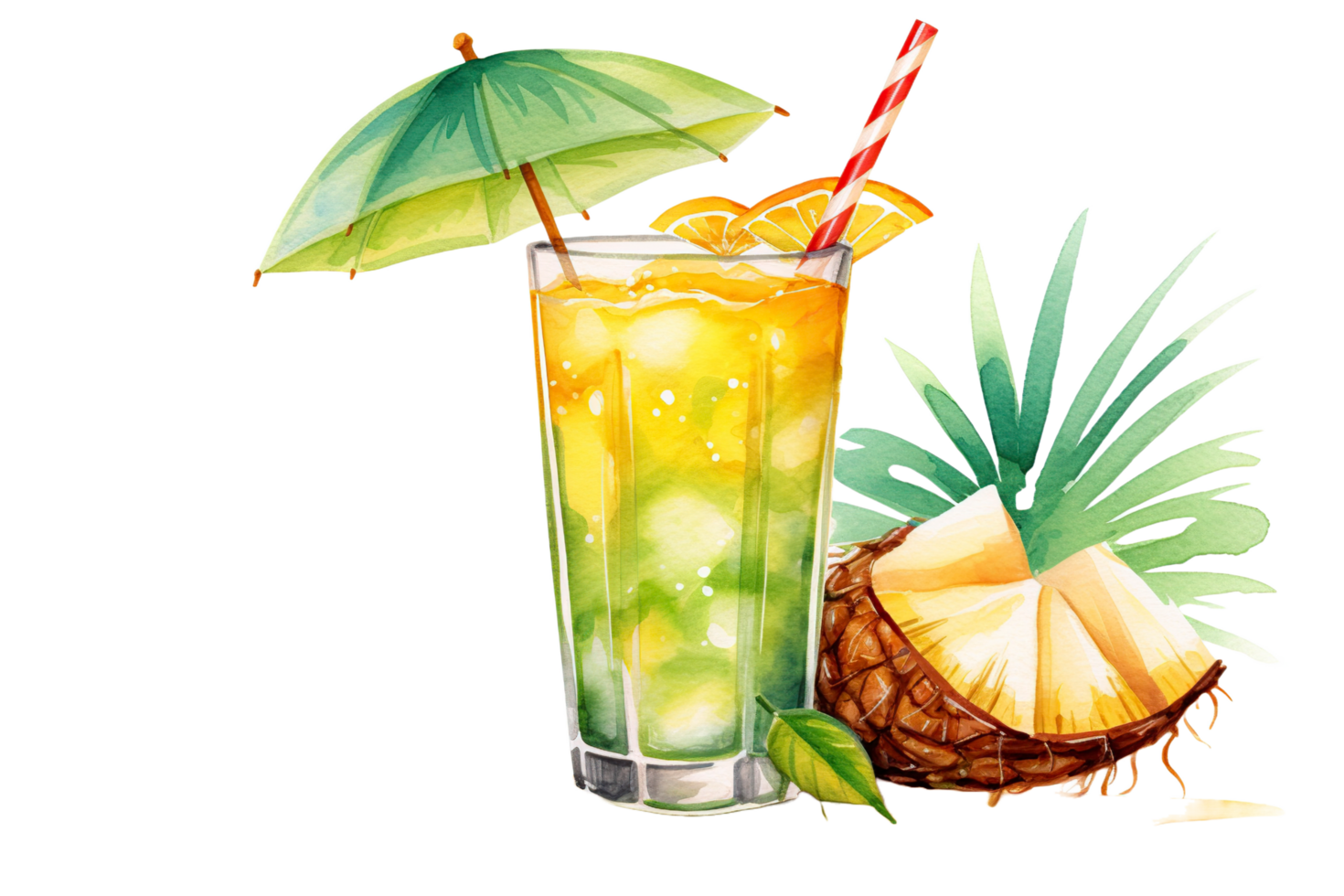 tropical acuarela cóctel con piña, naranja y Lima png