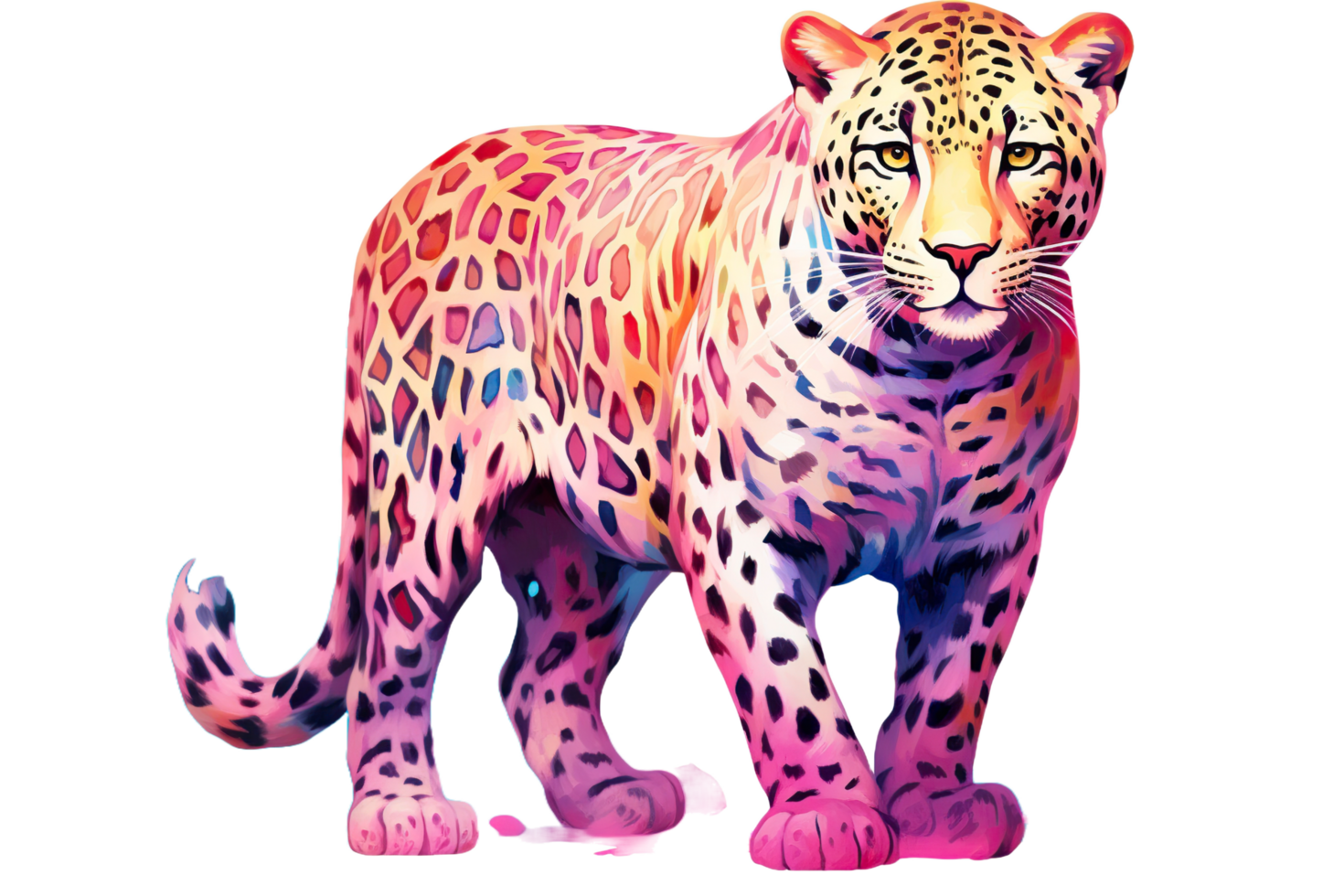 a watercolor leopard on transparent background png