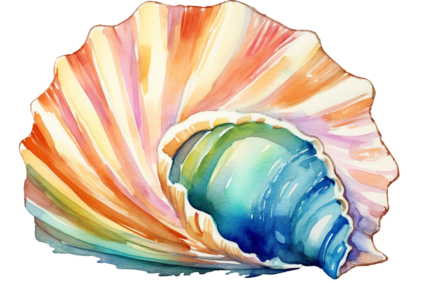 watercolor illustration of a shell on a transparent background png