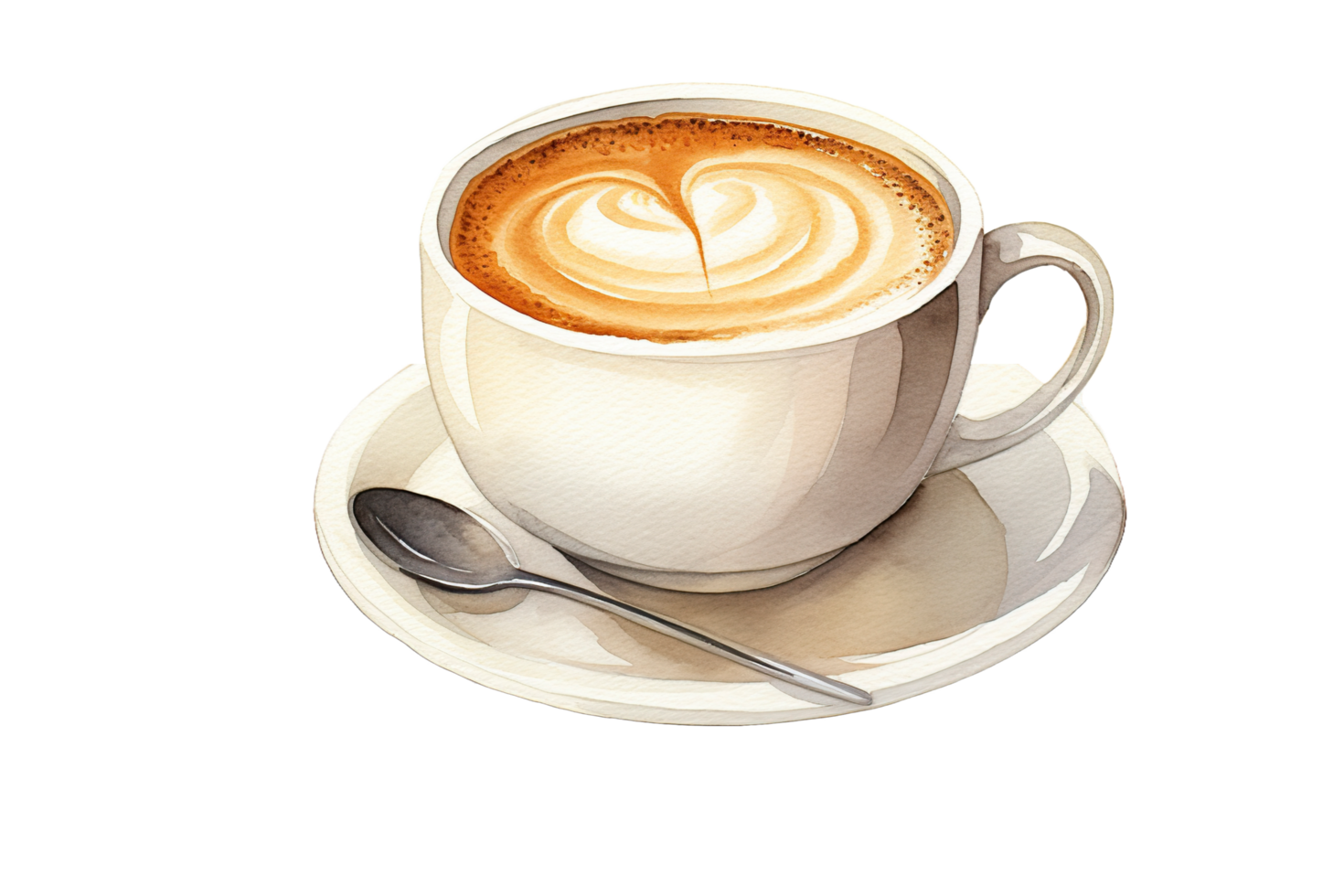 a cup of coffee with a heart shape on top png