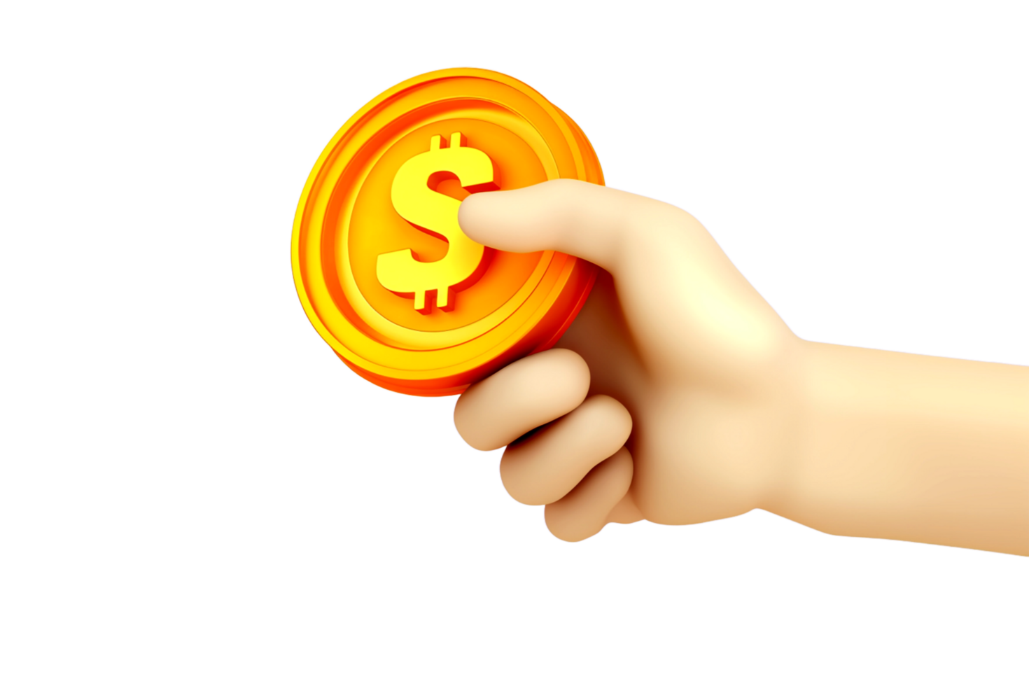 hand holding a dollar coin on transparent background png