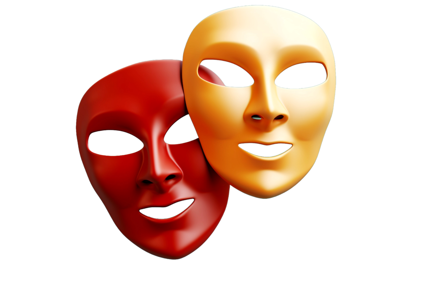 twee rood en geel maskers 3d renderen png