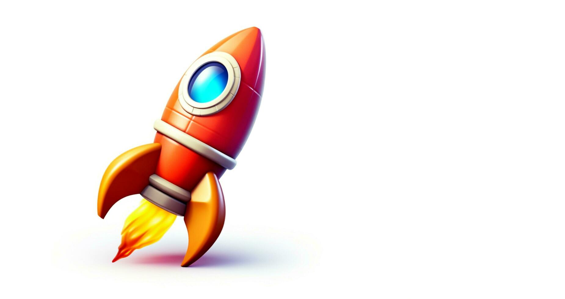 3d colorful rocket is flying in the air photo