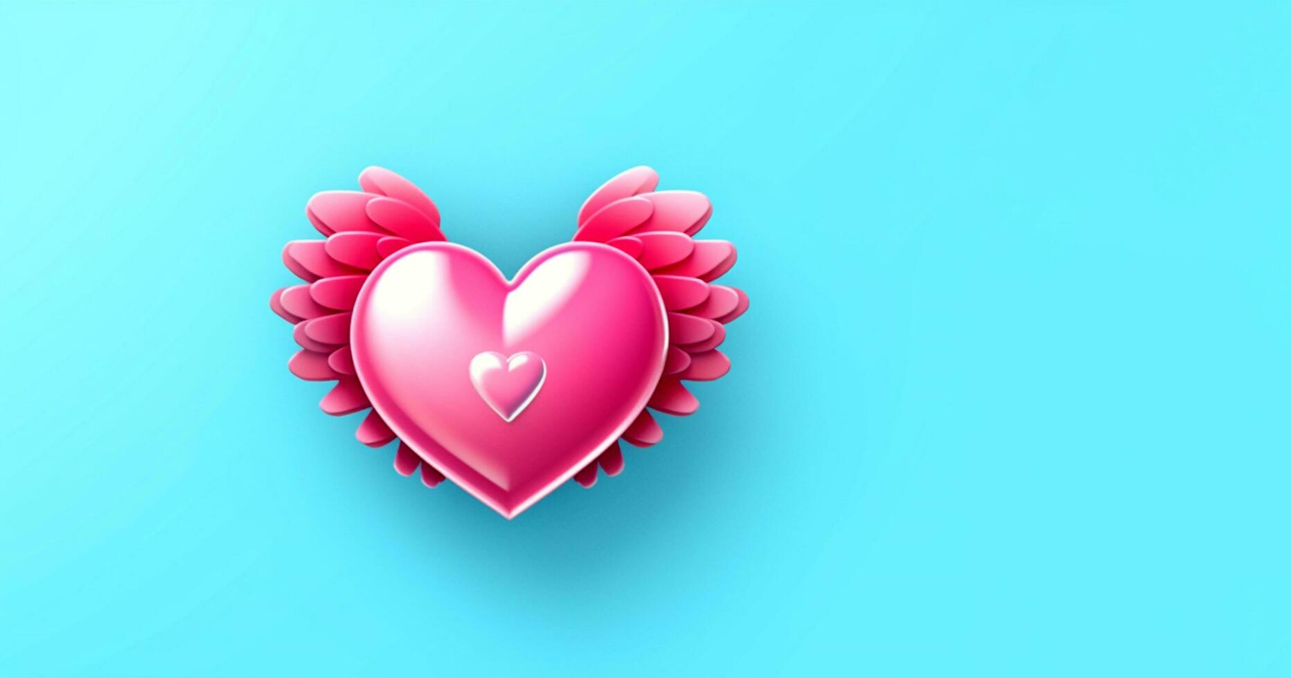 pink heart with wings on a blue background photo