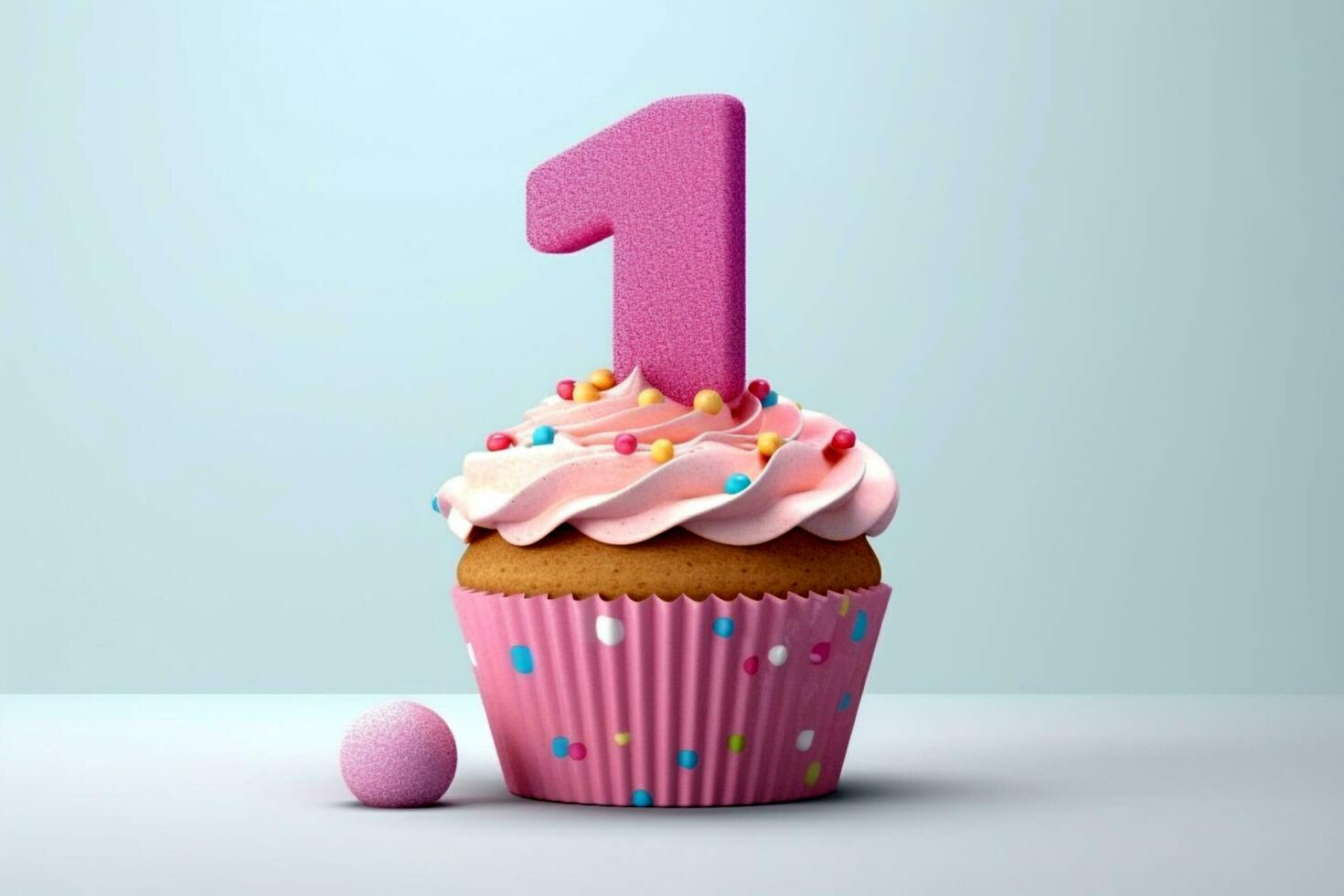 cupcake with number one on top photo