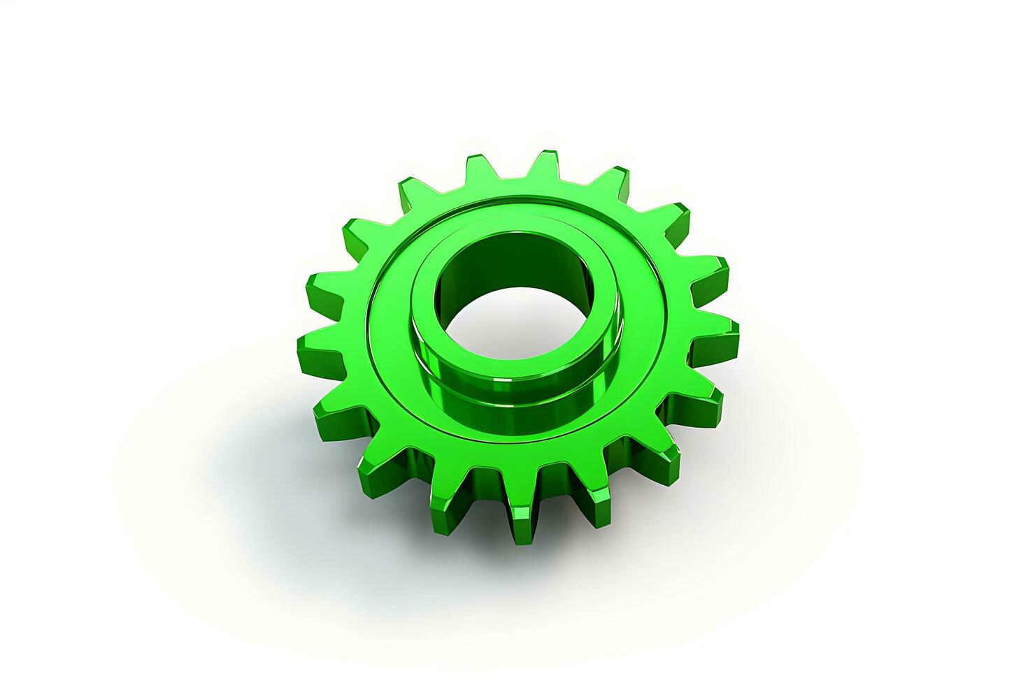 3d green gear icon on white background photo