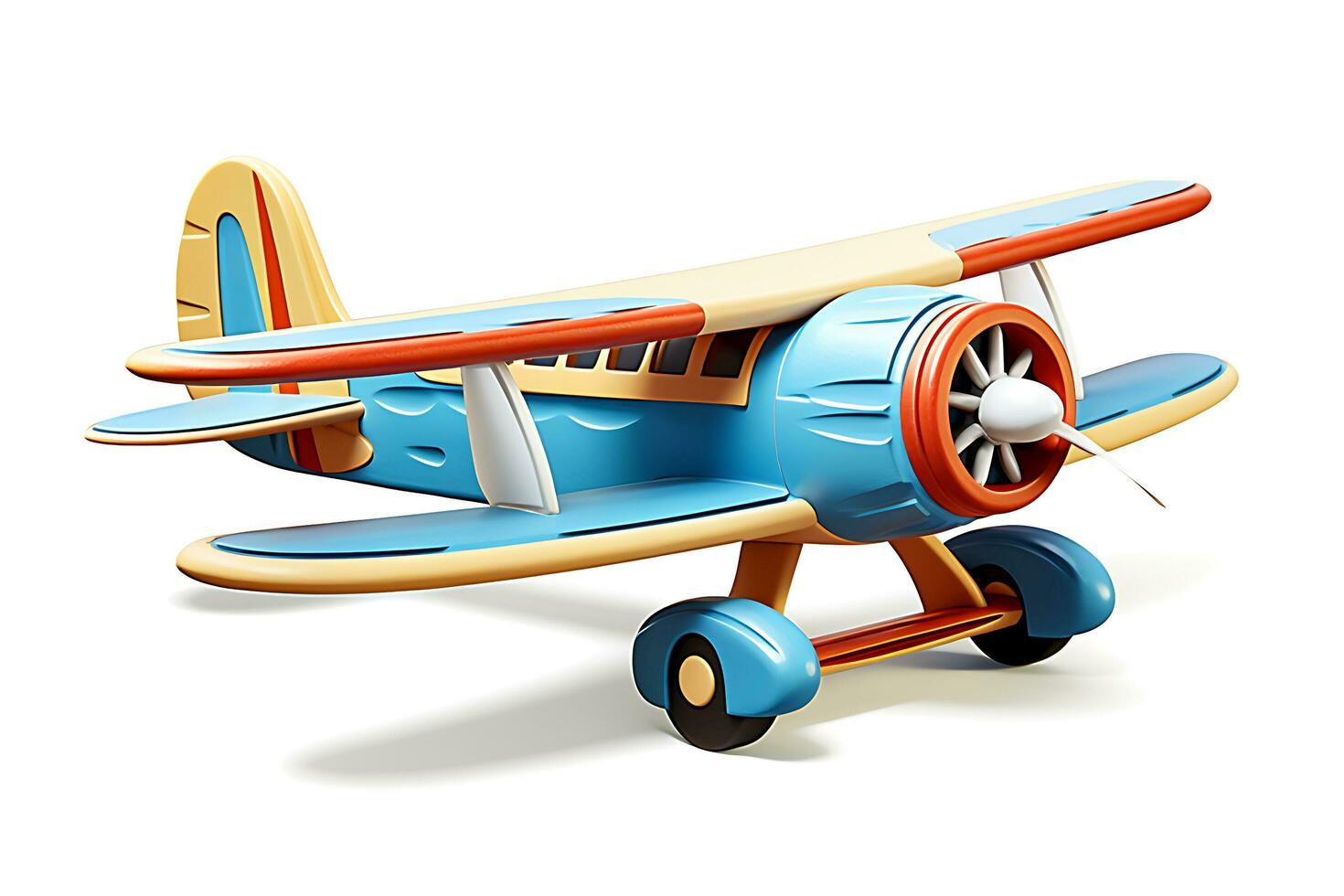 3d juguete avión es mostrado en un blanco antecedentes foto