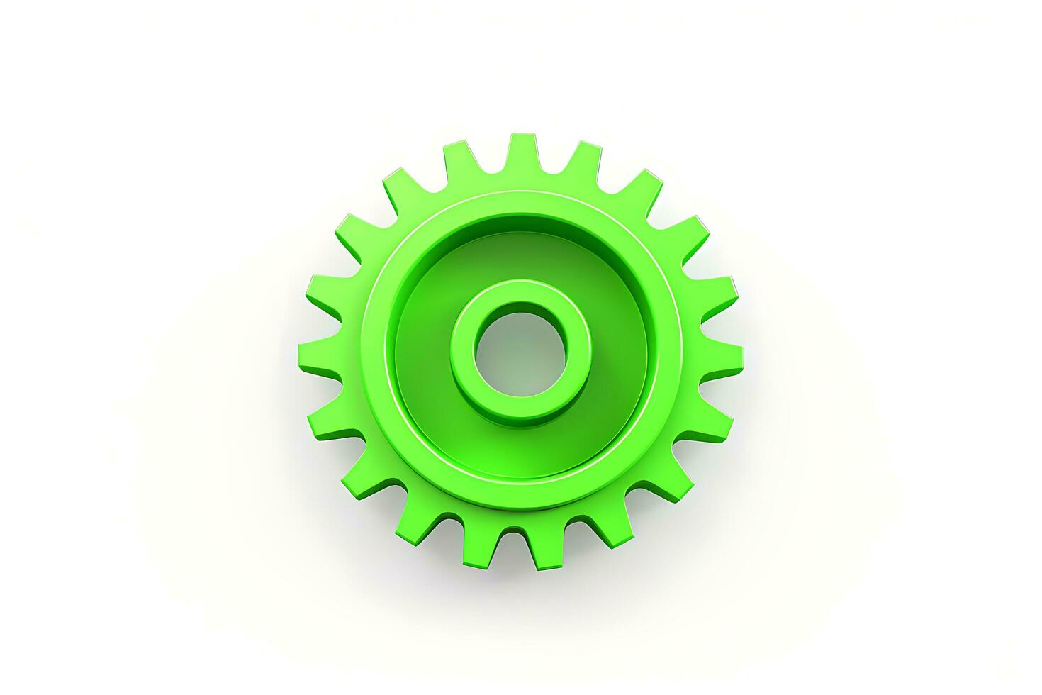 3d green gear icon on white background photo