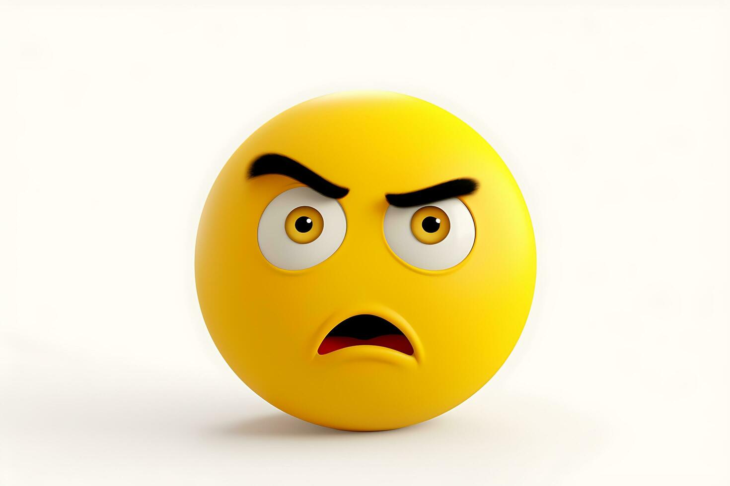 3d yellow emoticion with an angry expression photo