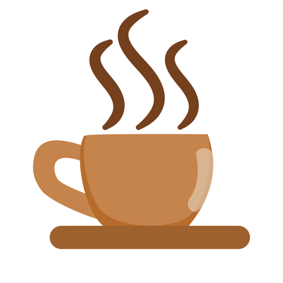 Brown coffee cup flat design on transparent background png