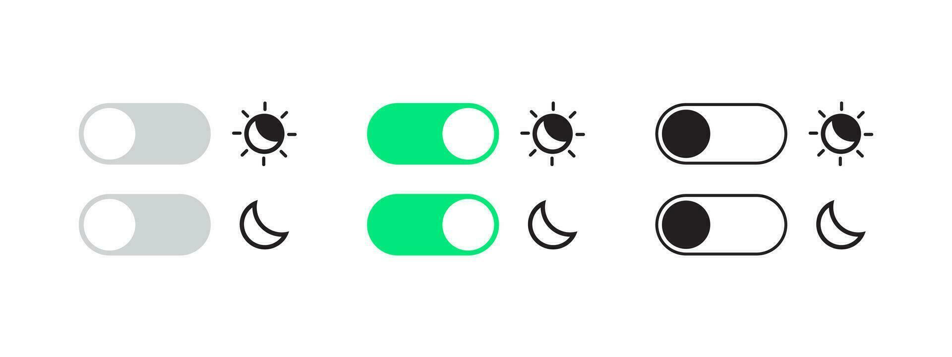 Day night mode switching icons. Car interface icons. Vector scalable graphics
