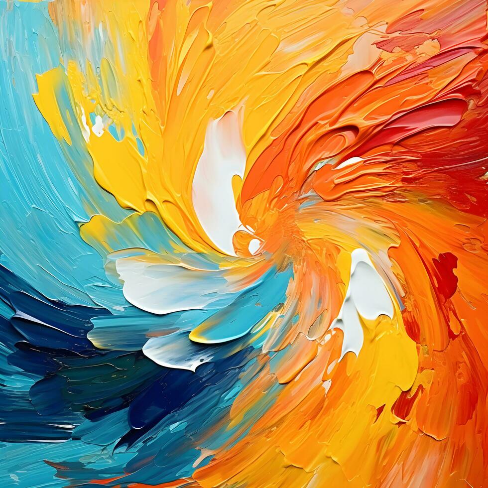 Bright abstract acrylic art. Painting, background, brush strokes, stains, creativity. Generative AI photo