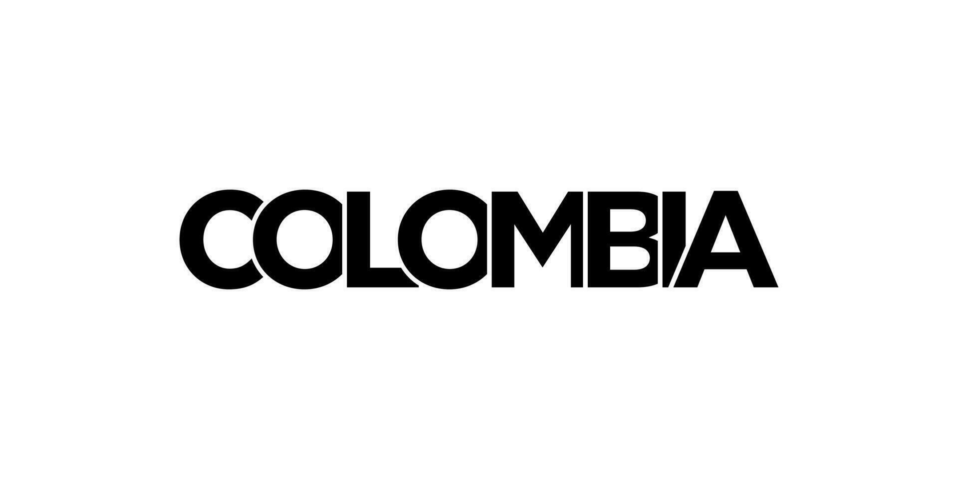 Colombia emblema. el diseño caracteristicas un geométrico estilo, vector ilustración con negrita tipografía en un moderno fuente. el gráfico eslogan letras.