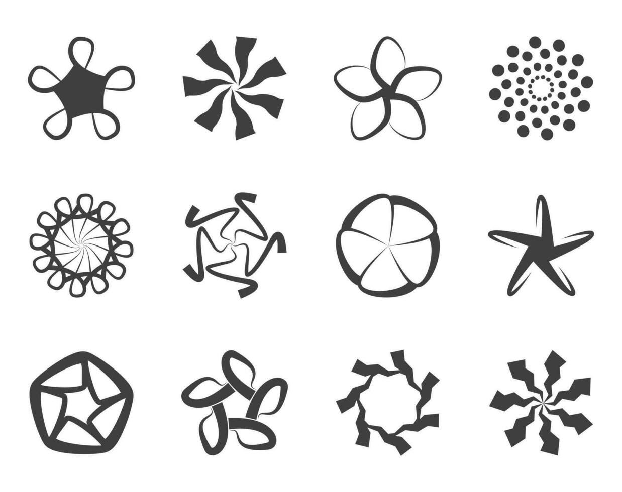 Spiral and swirl motion twisting circles design element set. vector