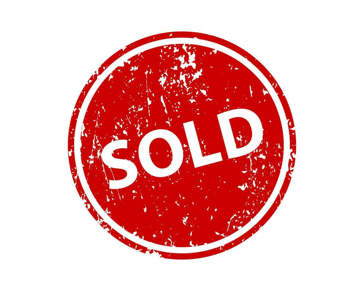 Sold sign sticker. Stamp vector texture.