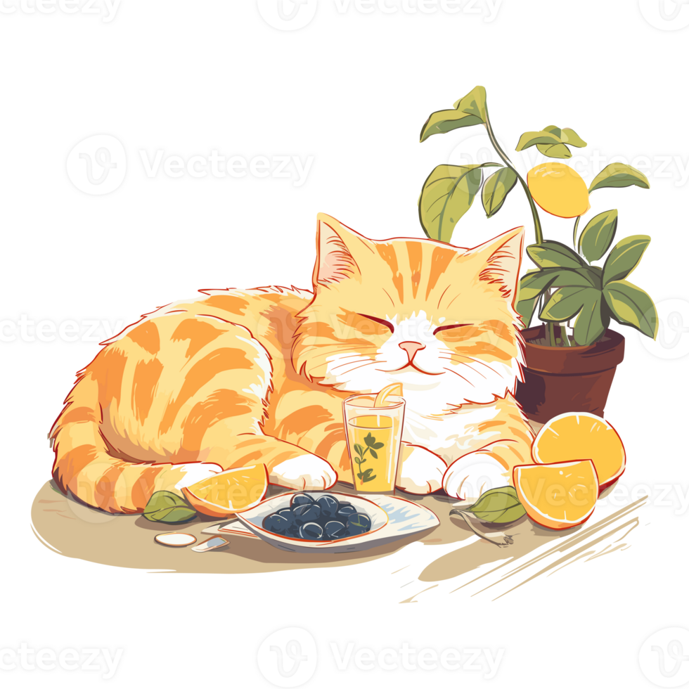 Cat sleeping cartoon cute sticker png