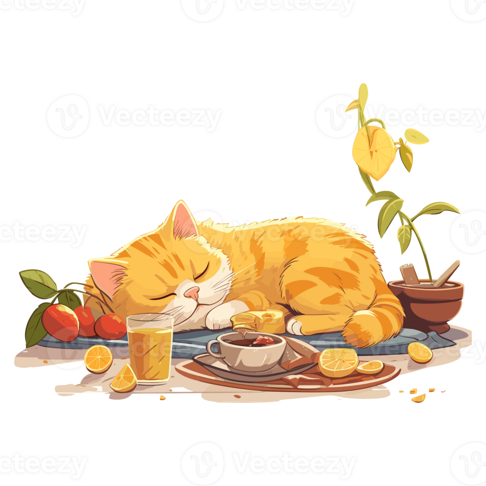 Cat sleeping cartoon cute sticker 27292436 PNG