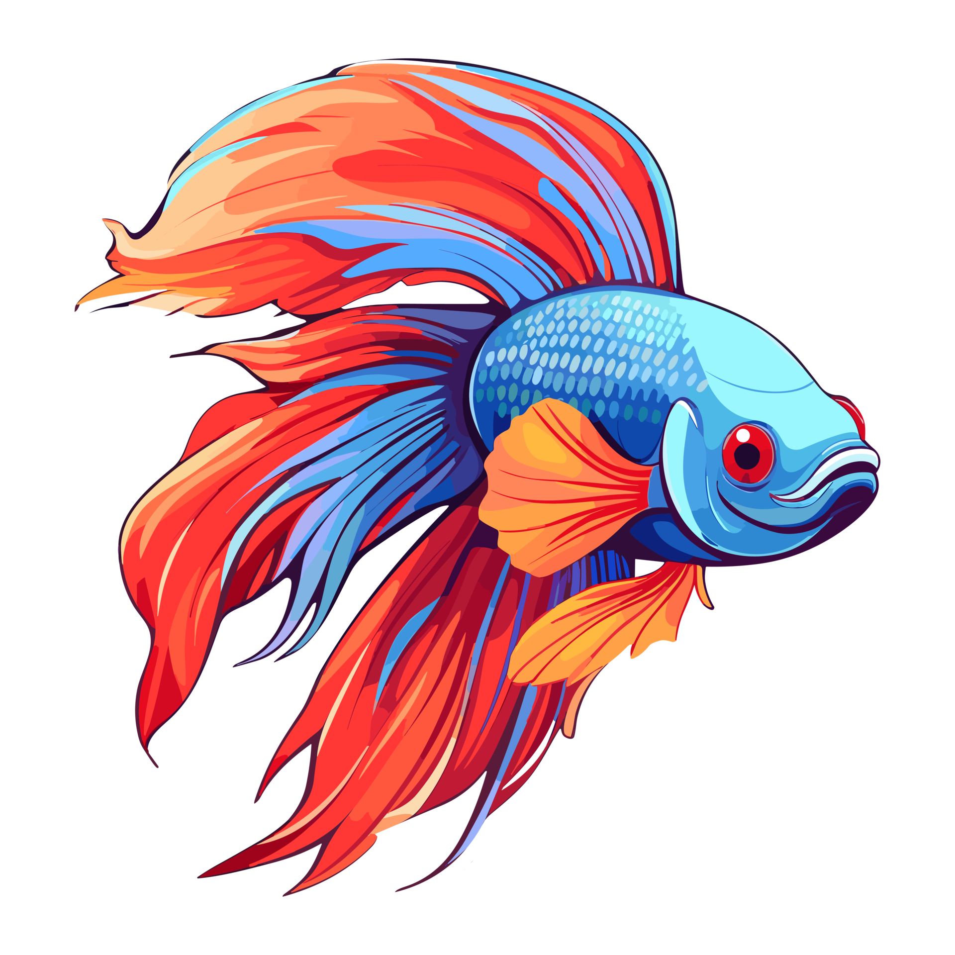 siamese-fighting-fish-sticker-illustrations-betta-fish-27292445-png