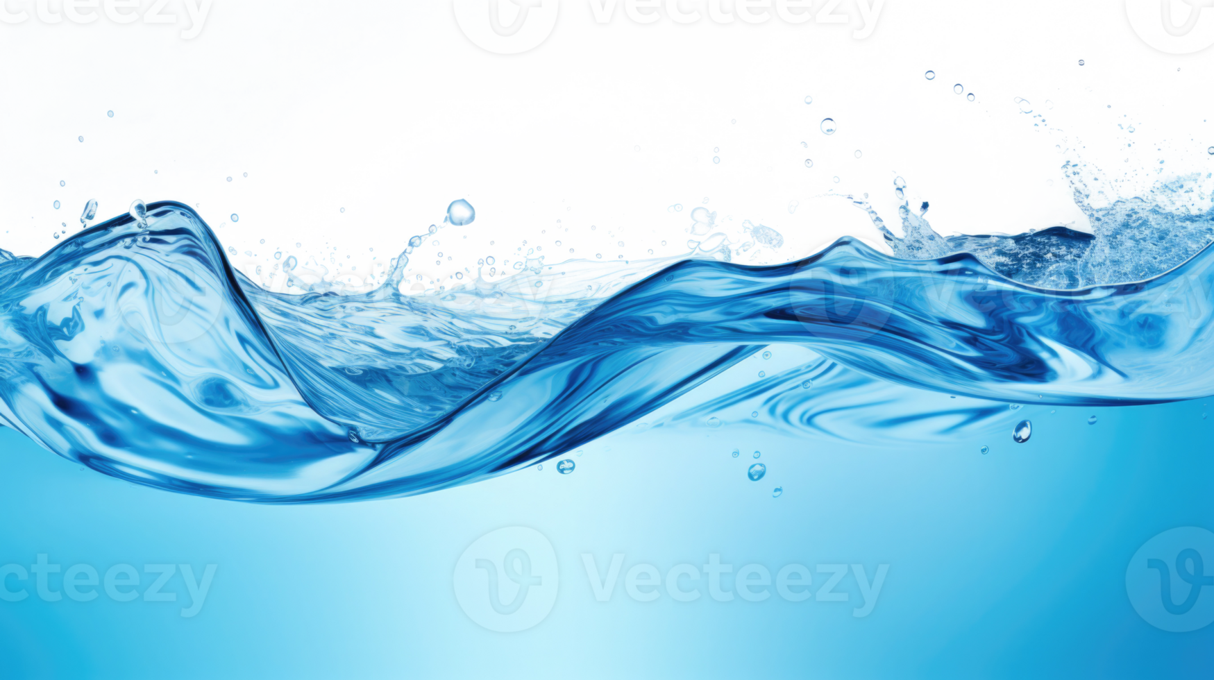 Water splashes and drops isolated on transparent background. Abstract background with blue water wave png