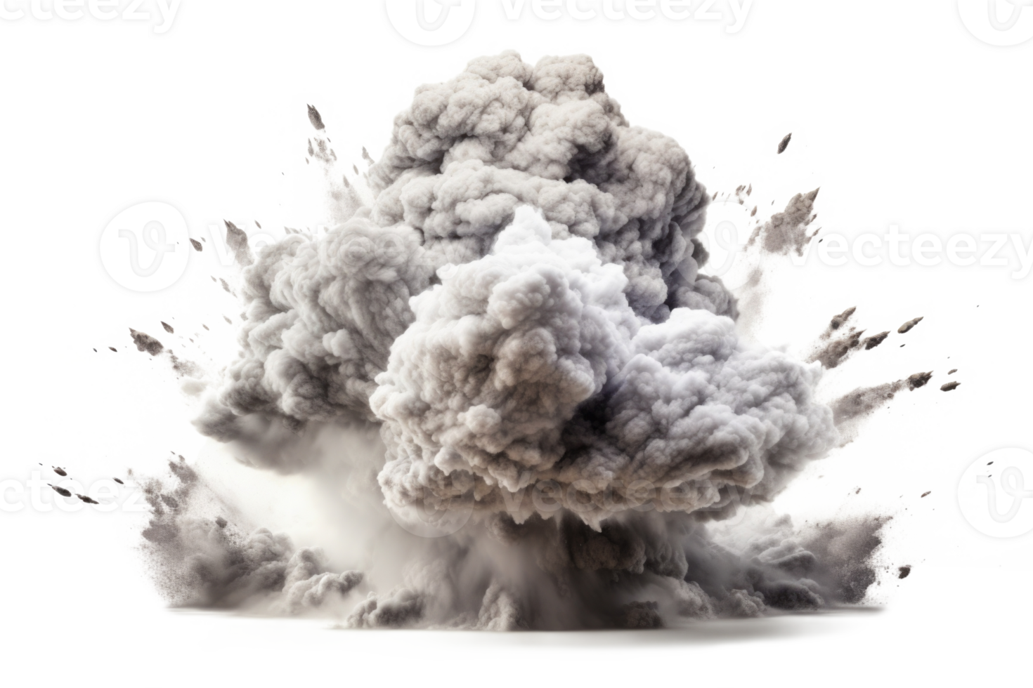 Bomb explosion with fire flames and smoke, isolated on transparent background png