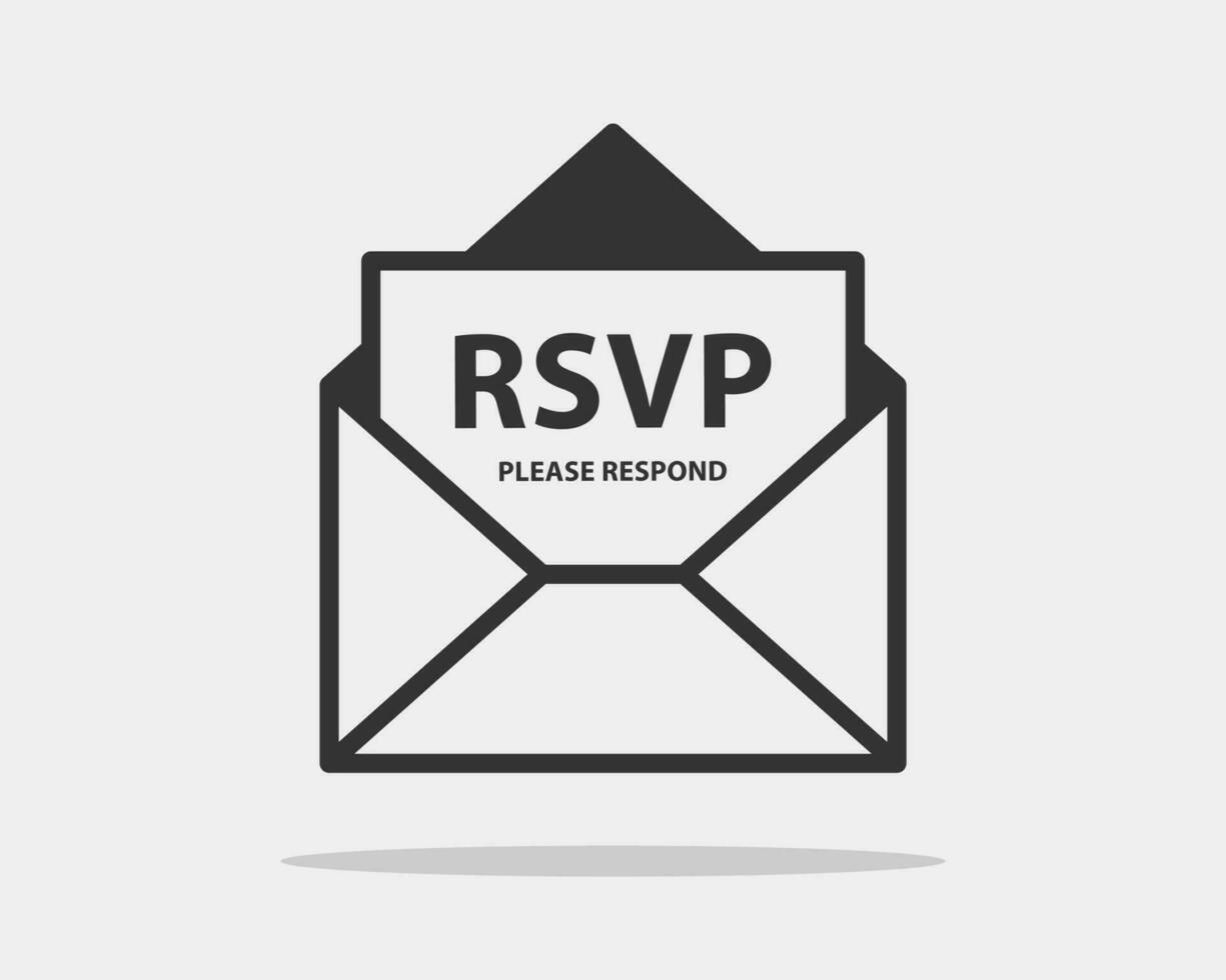 RSVP icon vector. Please respond letter in envelop. Answer on mail concept. vector