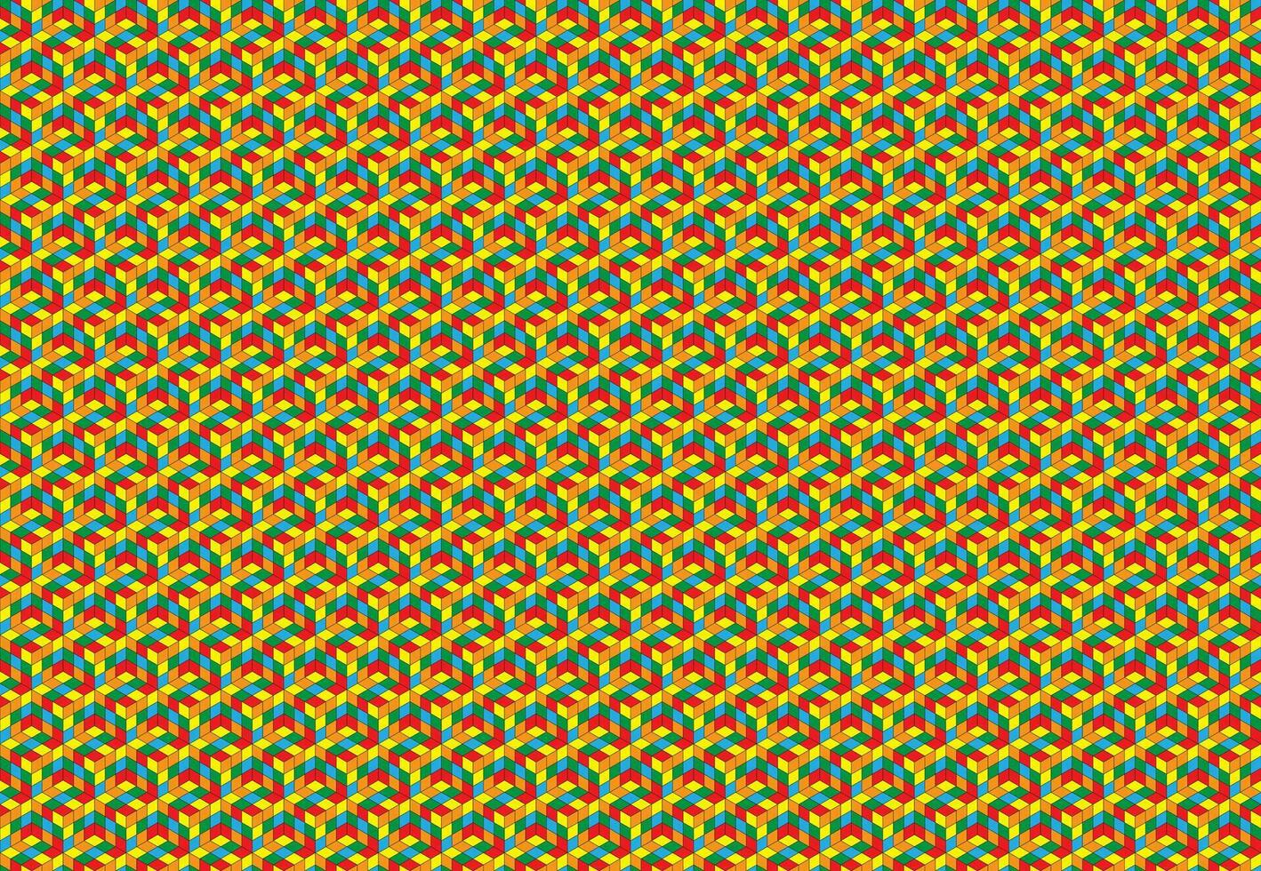 Magic cube pattern seamless design. Color block puzzle vector background.