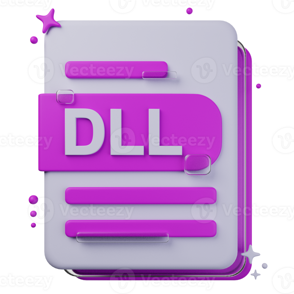 DLL file format of 3D illustration. file format 3D concept. 3d rendering png