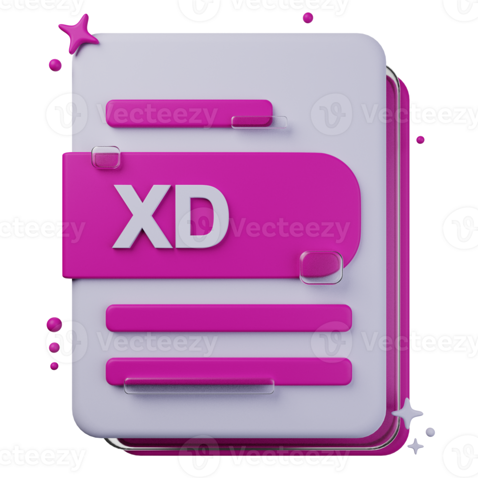 XD file format of 3D illustration. file format 3D concept. 3d rendering png