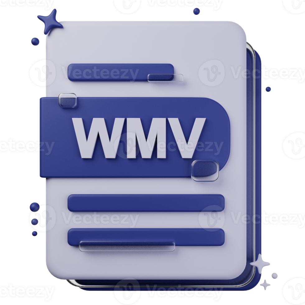 WMV file format of 3D illustration. file format 3D concept. 3d
