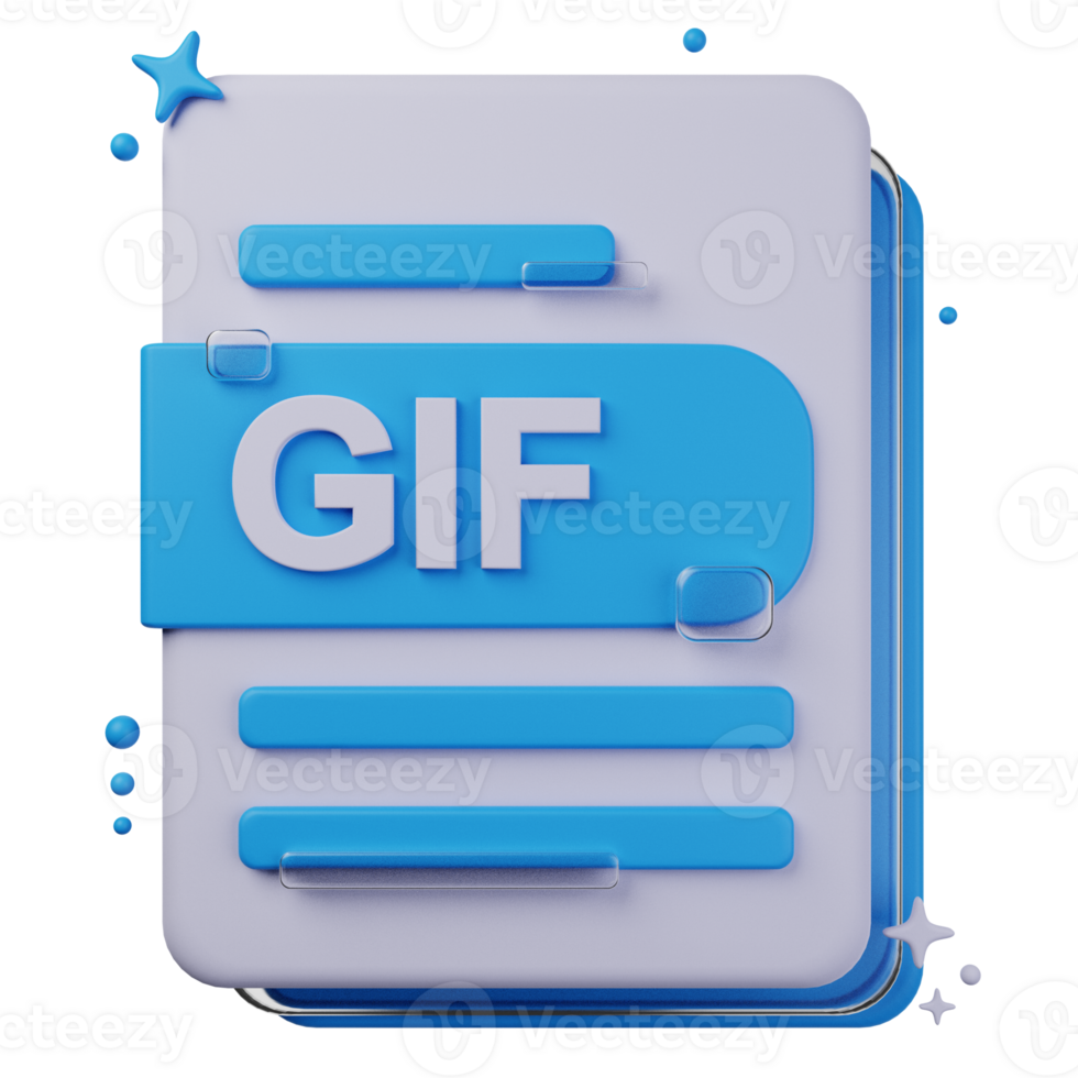 GIF file format of 3D illustration. file format 3D concept. 3d rendering png