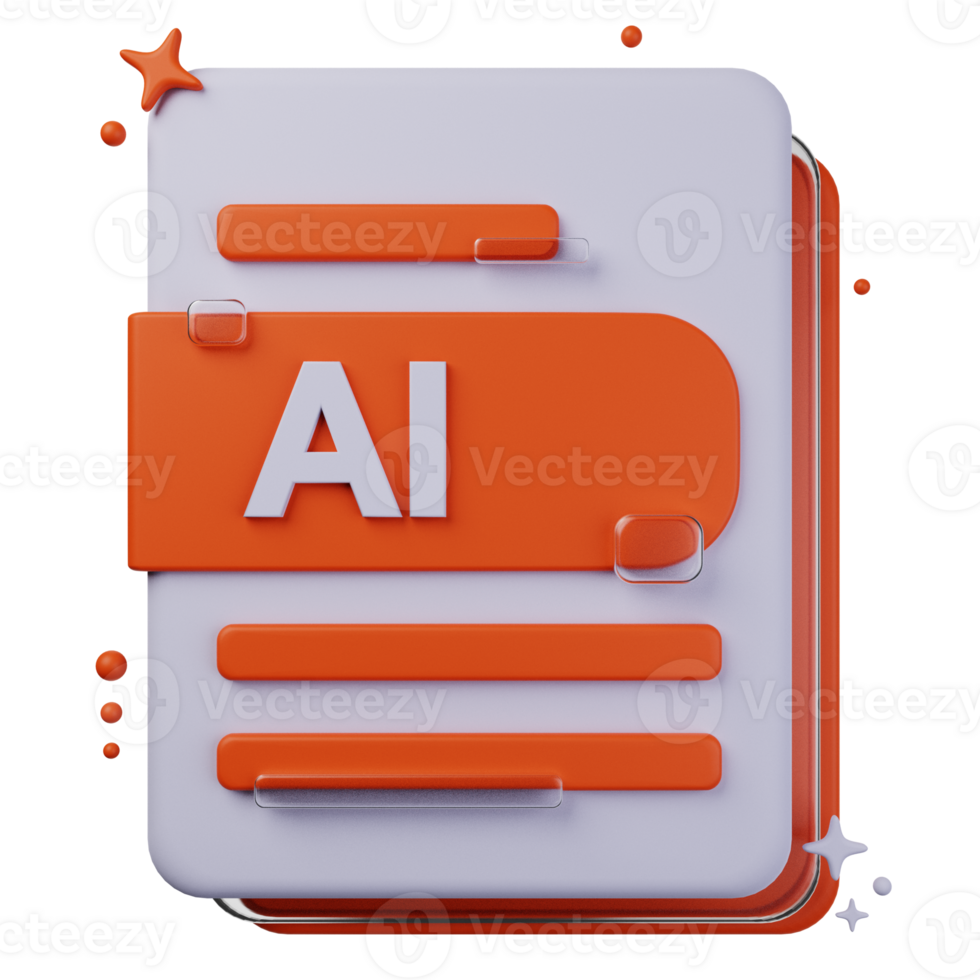 AI file format of 3D illustration. file format 3D concept. 3d rendering png
