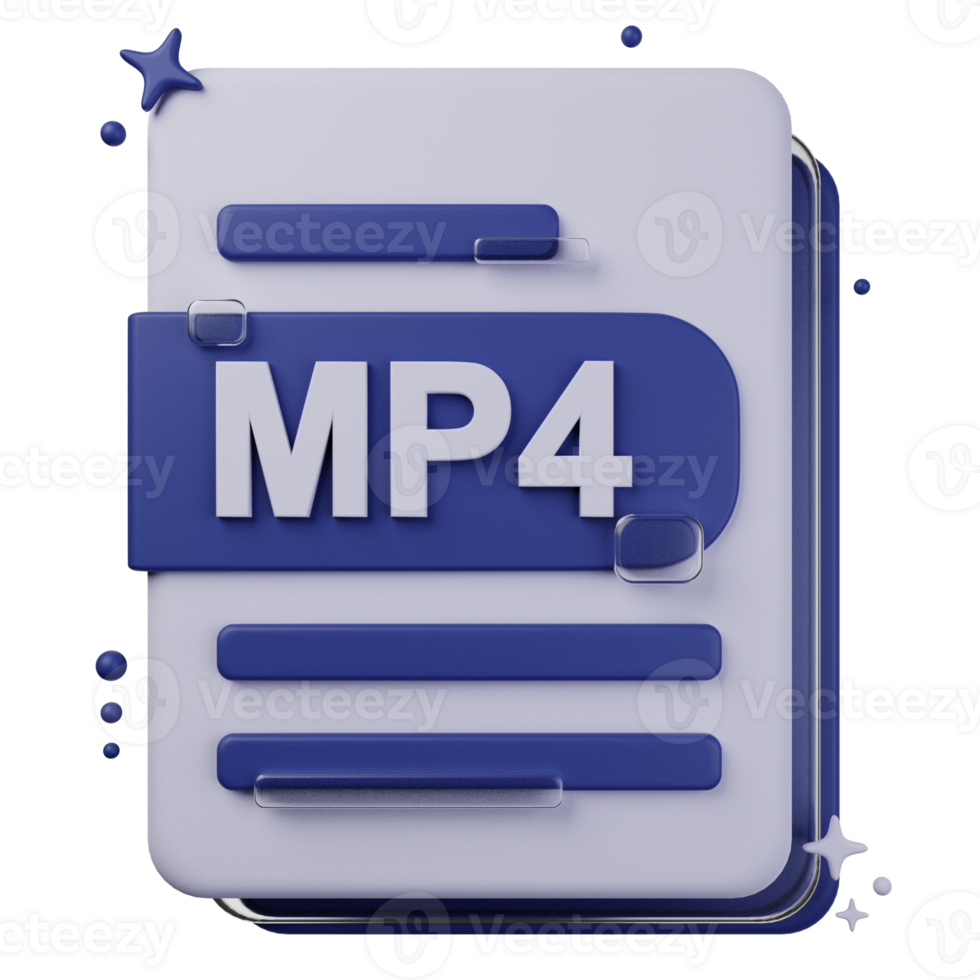 MP4 file format of 3D illustration. file format 3D concept. 3d rendering png
