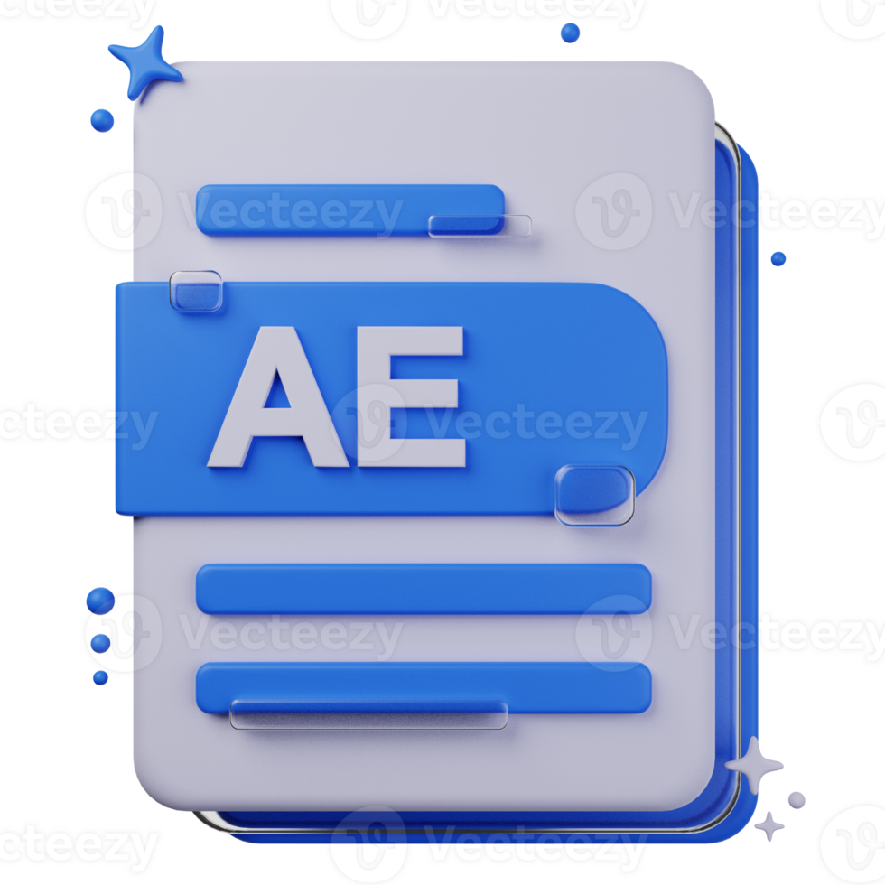 AE file format of 3D illustration. file format 3D concept. 3d rendering png
