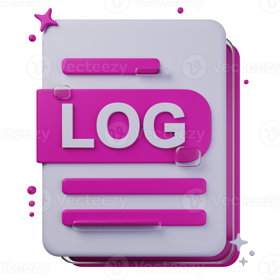 LOG file format of 3D illustration. file format 3D concept. 3d rendering png