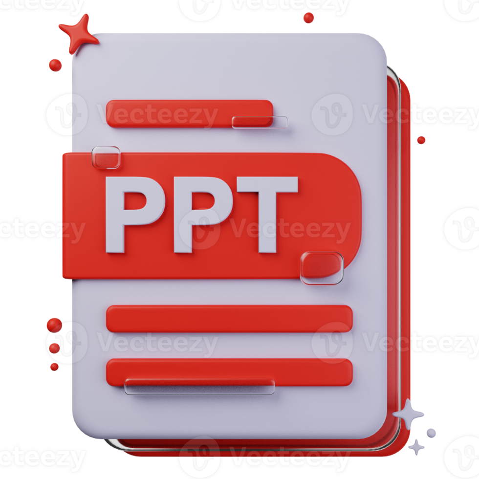 PPT file format of 3D illustration. file format 3D concept. 3d rendering png
