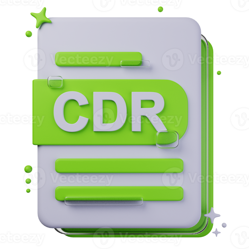 CDR file format of 3D illustration. file format 3D concept. 3d rendering png