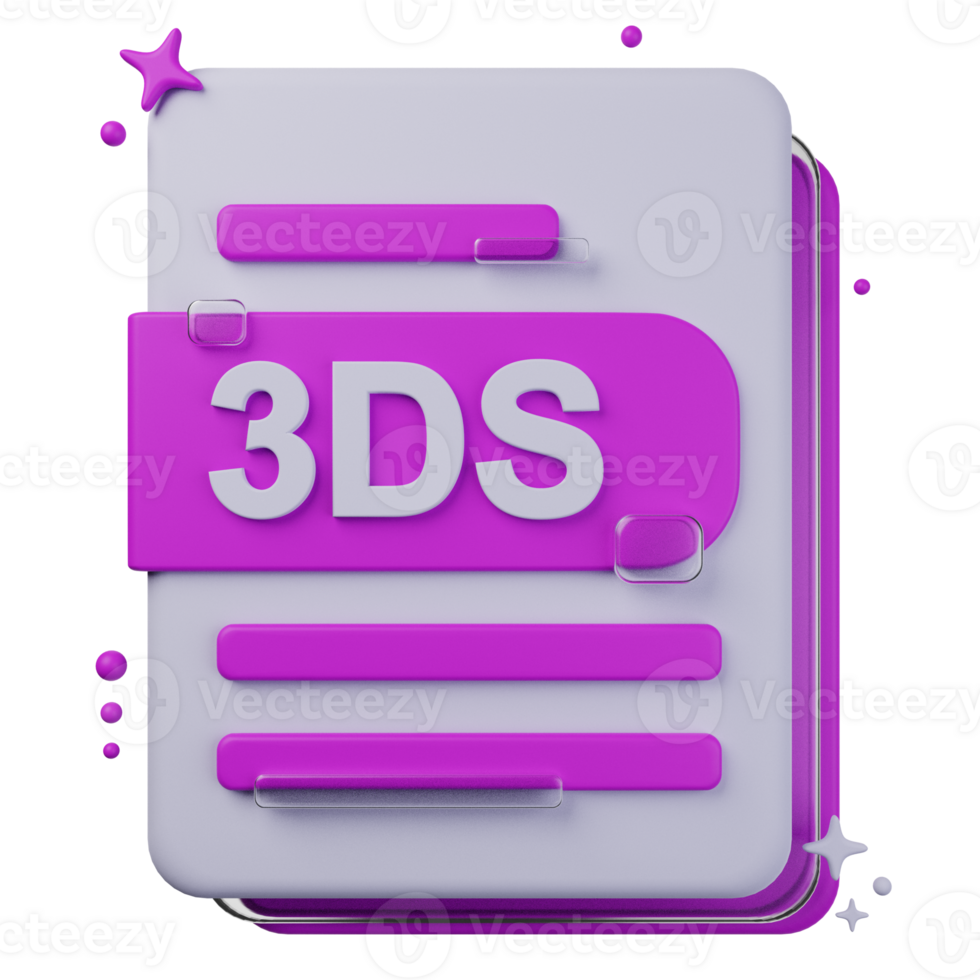3DS file format of 3D illustration. file format 3D concept. 3d rendering png
