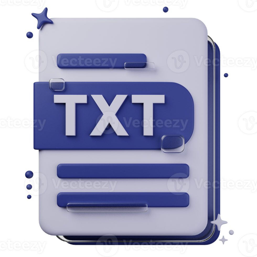TXT file format of 3D illustration. file format 3D concept. 3d rendering png