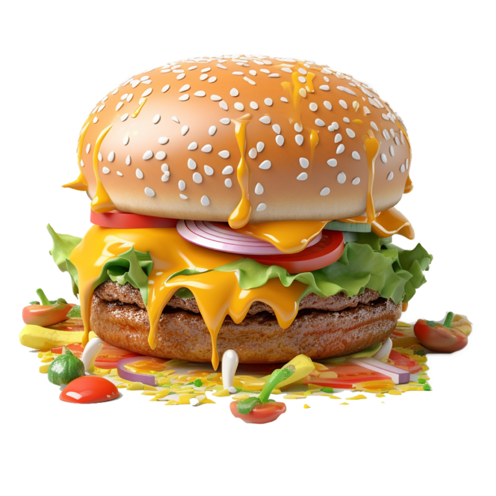 ein Hamburger mit transparent Hintergrund ai generativ png