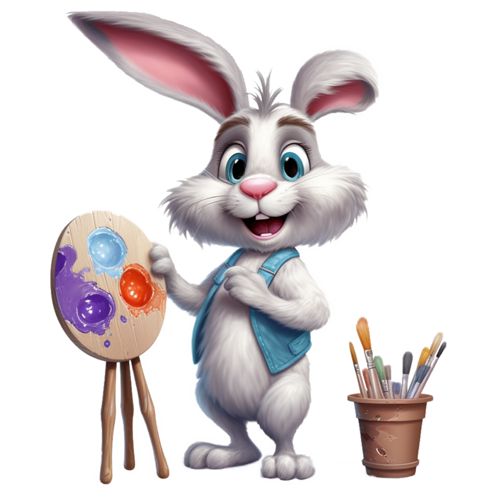 Easter Bunny Painting Ai Genrative png