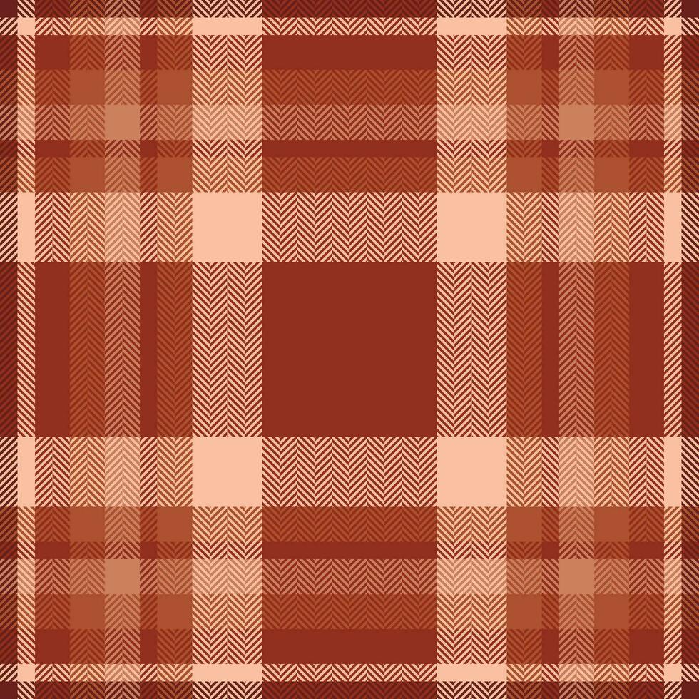 Plaid check pattern in orange and red colors. Seamless fabric texture. Tartan textile print. vector