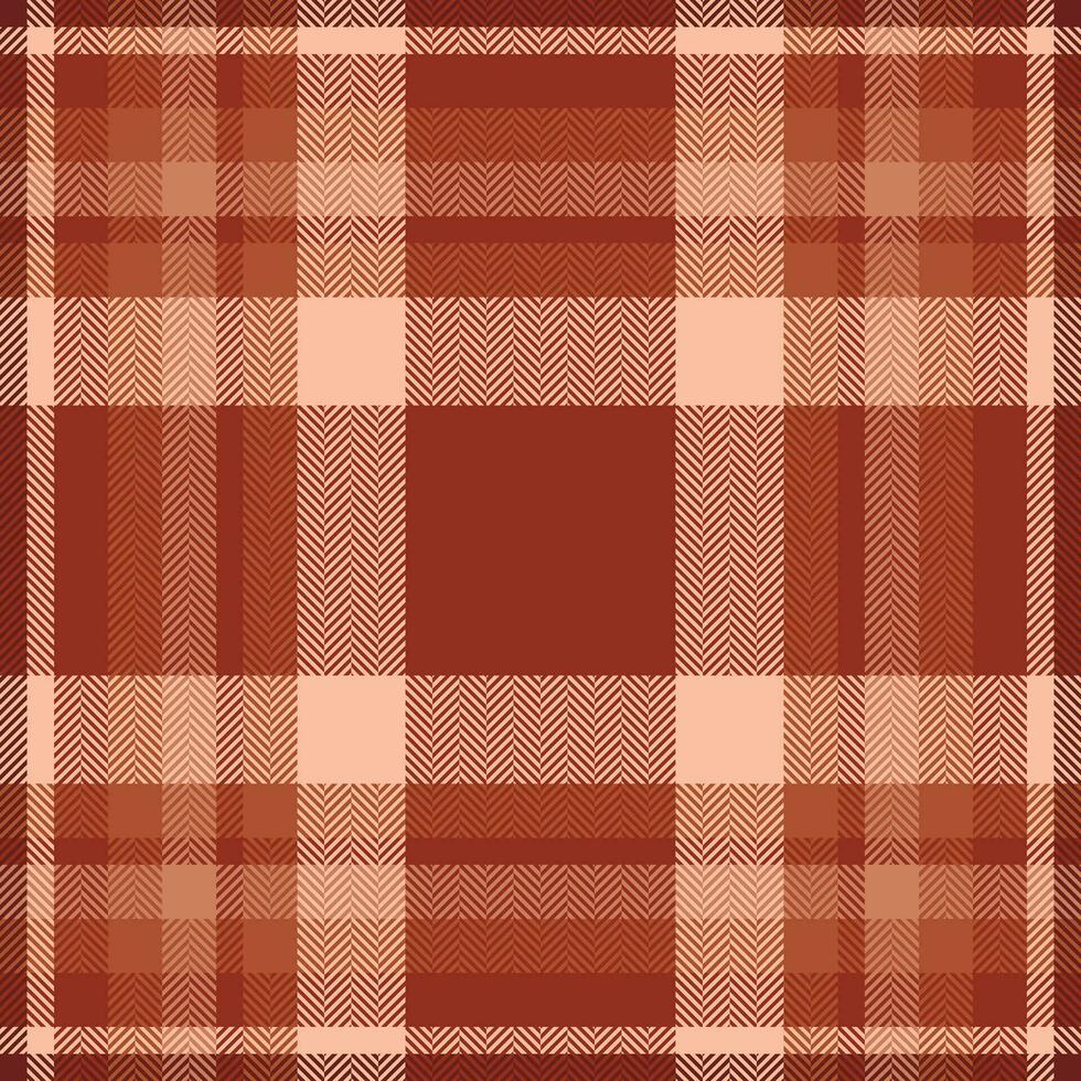 Plaid check pattern in orange and red colors. Seamless fabric texture. Tartan textile print. vector