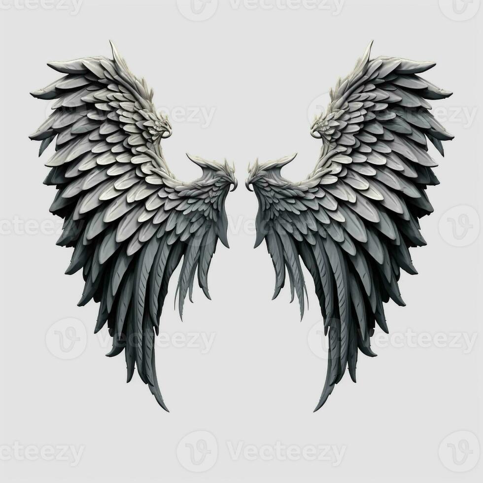 angel wings isolated white background, ai generated photo