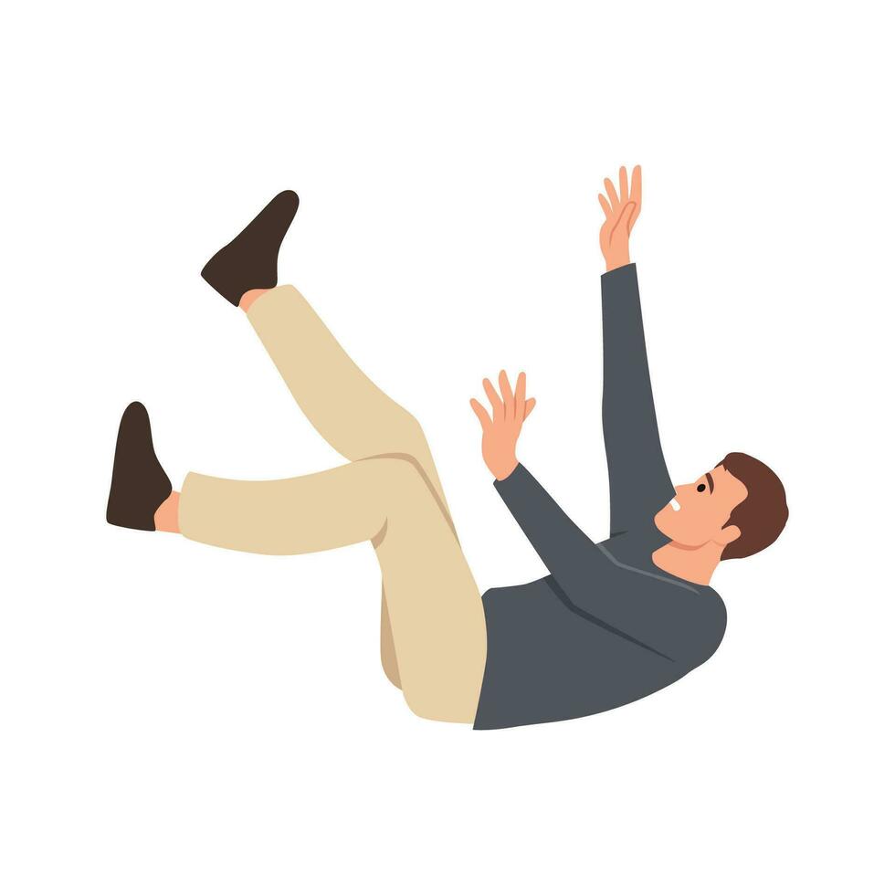 Person falling down from above fall of young man failure fiasco
